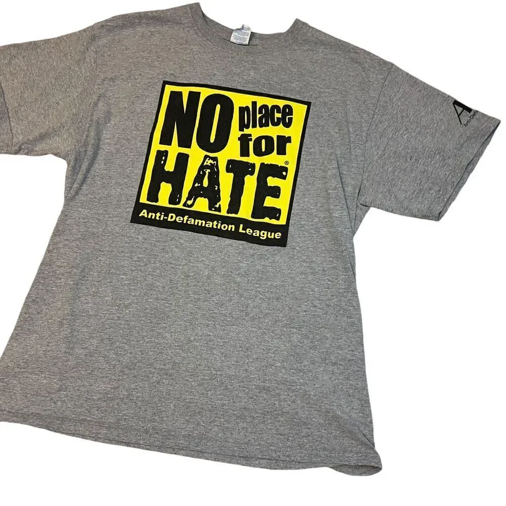 No Place For Hate Anti Defamation Leauge T-Shirt Size Large Grey Short Sleeve - Picture 5 of 7